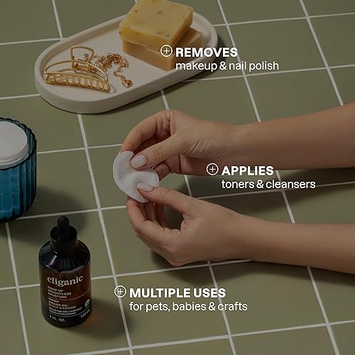 Miniatura 6 de Cliganic Almohadillas desmaquillantes redondas de algodón orgánico (300 unidades), hipoalergénicas, sin pelusas, 100% algodón puro