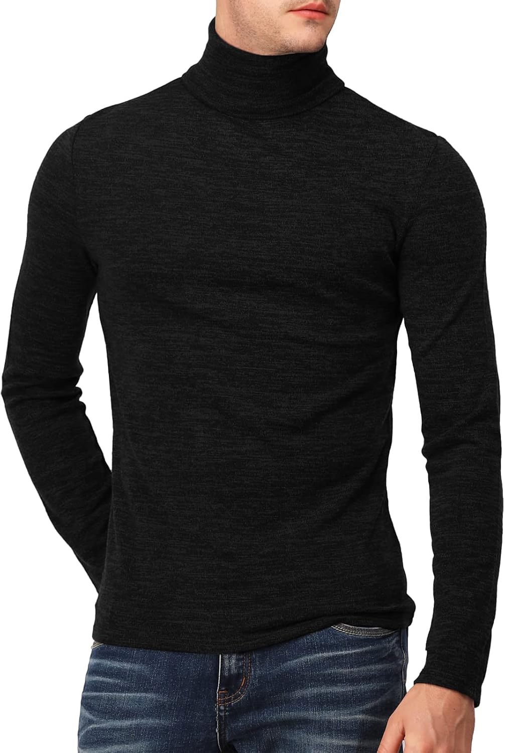 H2H Mens Lightweight Slim Fit Turtleneck Pullover Casual Long Sleeve - Image 4
