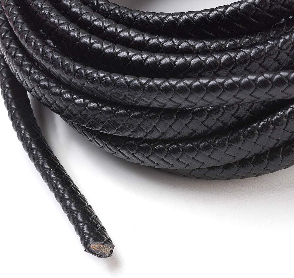 Fashewelry 5 Meters 12x6mm Flat Braided Leather Cord String Black Folded Bolo Leather Strip for Bracelet Jewelry Making