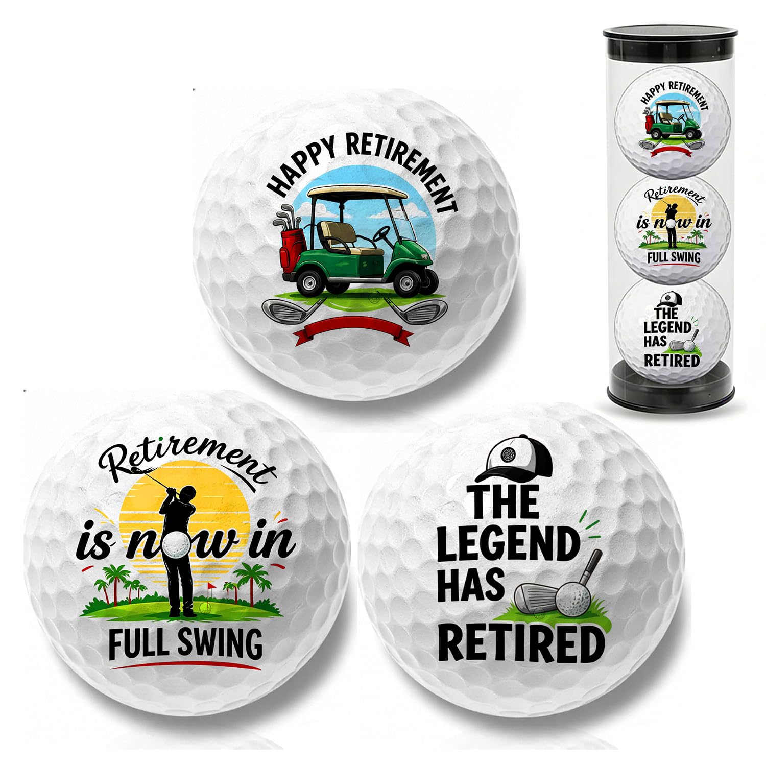 Srumvoat 3 PCS Retirement Gift Golf Balls, Personalised Golf Balls Gifts for Retired Men/Women, Cool Golfs Accessories, Unique Gifts Ideal Retirement Presents for Dad Coworkers and All Golfs Lovers
