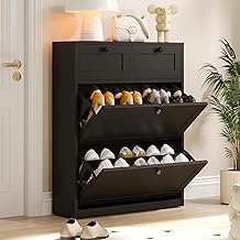 VOWNER Meuble Chaussures, Meuble de Rangement à Chaussures Armoire, Commode à Chaussures, Meuble d'entrée Rangement pour Chaussures, 80 x 100 x 24 cm, Séparateurs Réglables, pour Entrée (Noir)