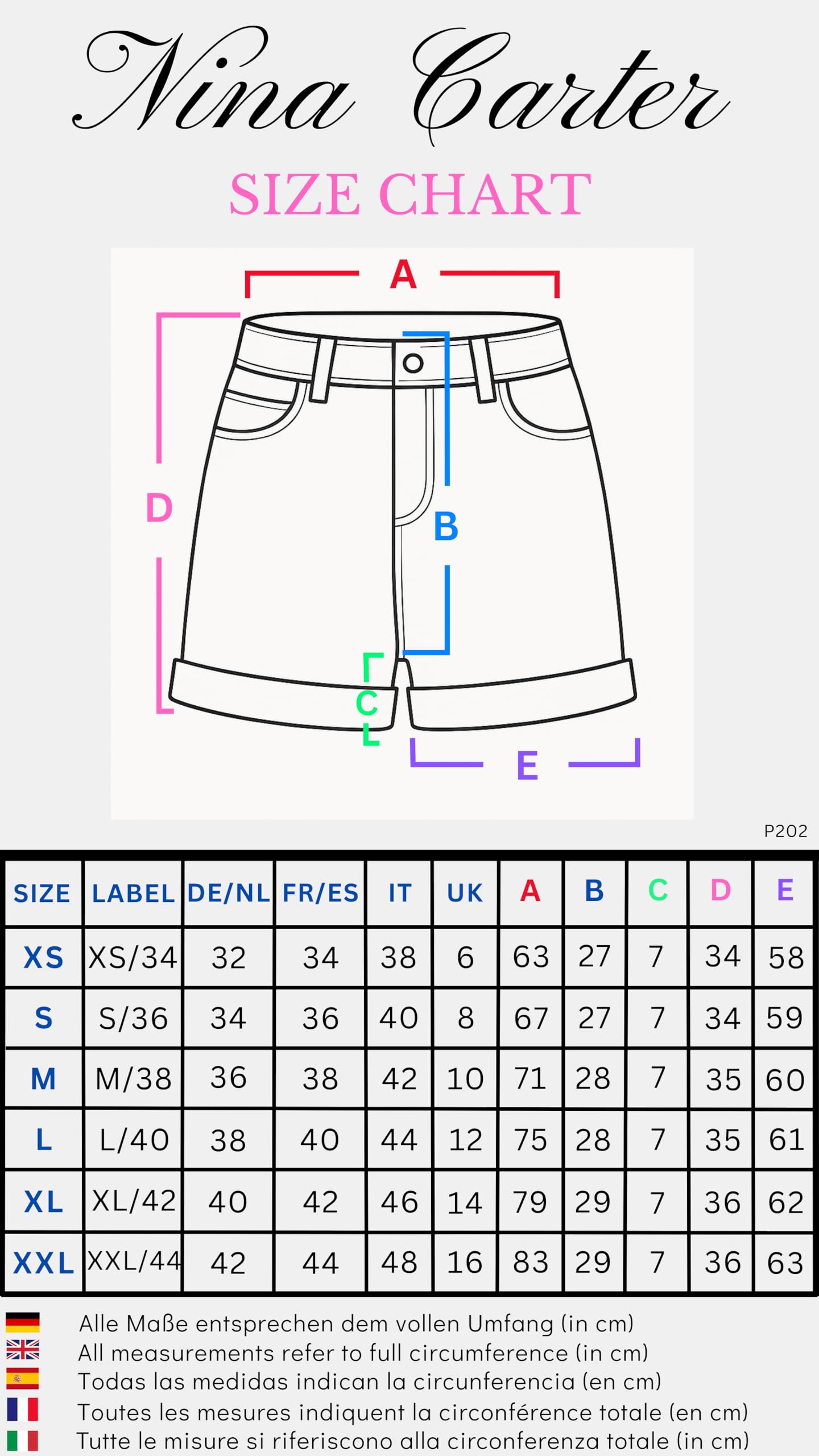 Nina Carter P202 Pantalones cortos para mujer, cintura media, pantalones vaqueros cortos, aspecto desgastado, pantalones cortos de verano