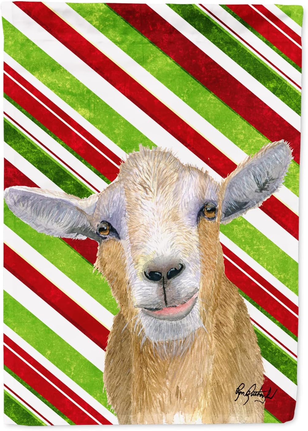 Caroline's Treasures RDR3022CHF Goat Red Snowflakes Holiday Christmas House Flag Large Porch Sleeve Pole Decorative Outside Yard Banner Artwork Wall Hanging, Polyester, House Size, Multicolor