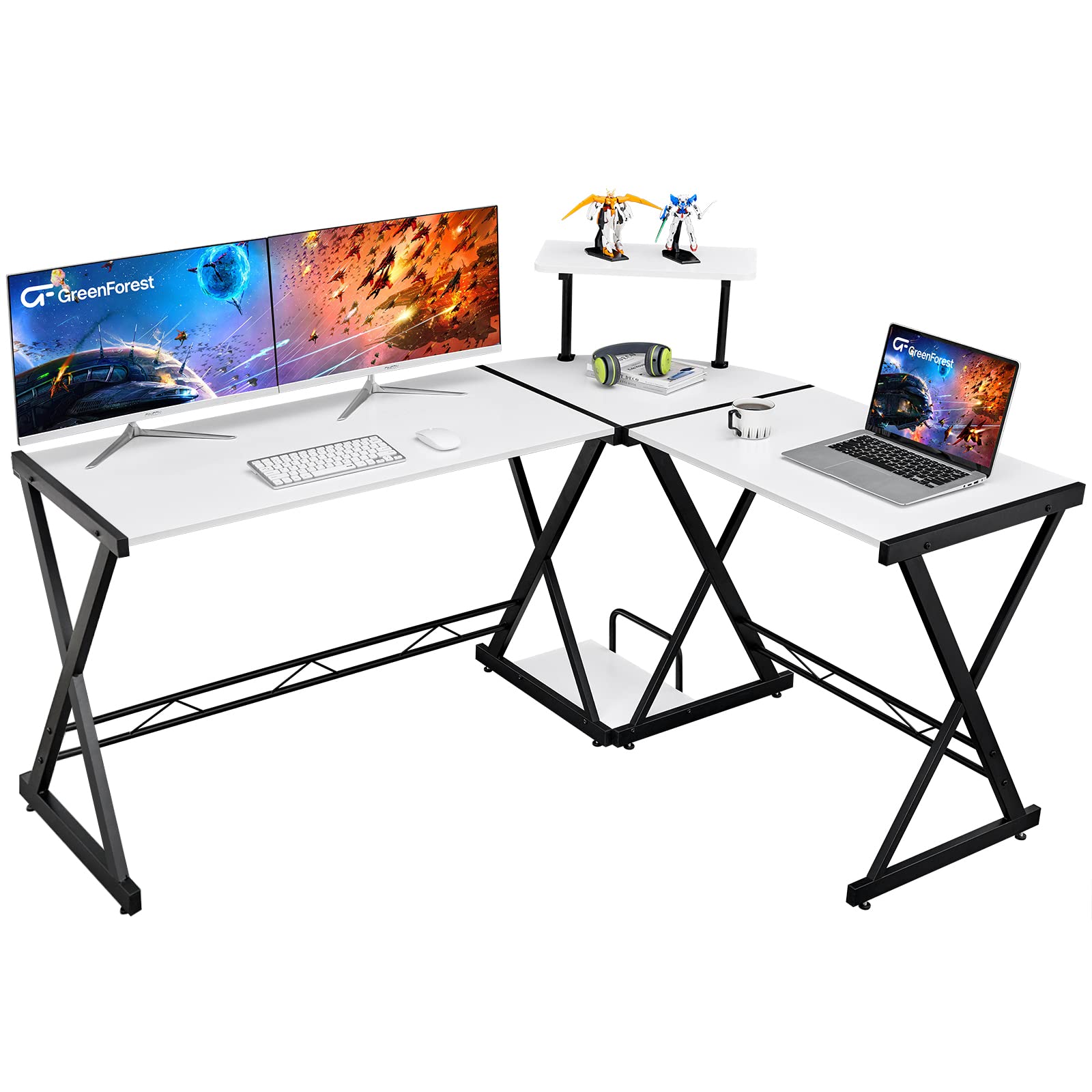 Buy GreenForest L Shaped Desk 58 inch Reversible Corner Computer Desk