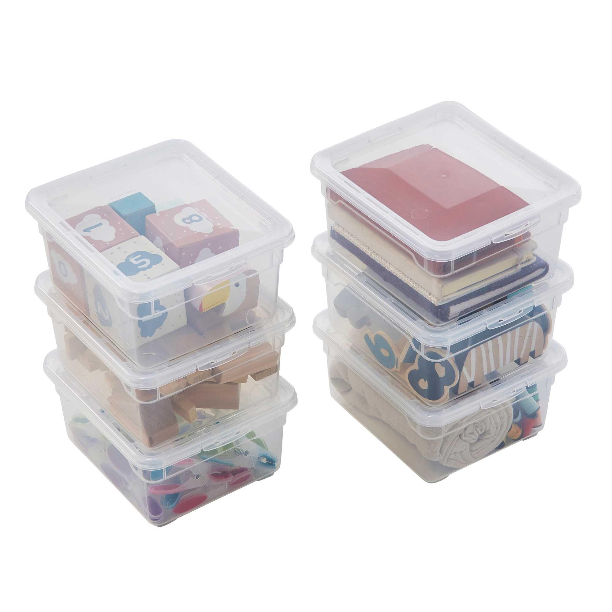 Sundis Clear Box, Set of 6, 2L Clear Plastic Storage Boxes with Lid, Stackable and Stackable, Ideal for Small Household and Office Items