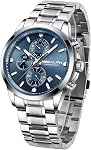 MEGALITH Mens Wrist Watch Silver: Waterproof Classic Stainless Steel Chronograph - Dress Business Casual Analog Date Watches - Gifts for Men Birthday