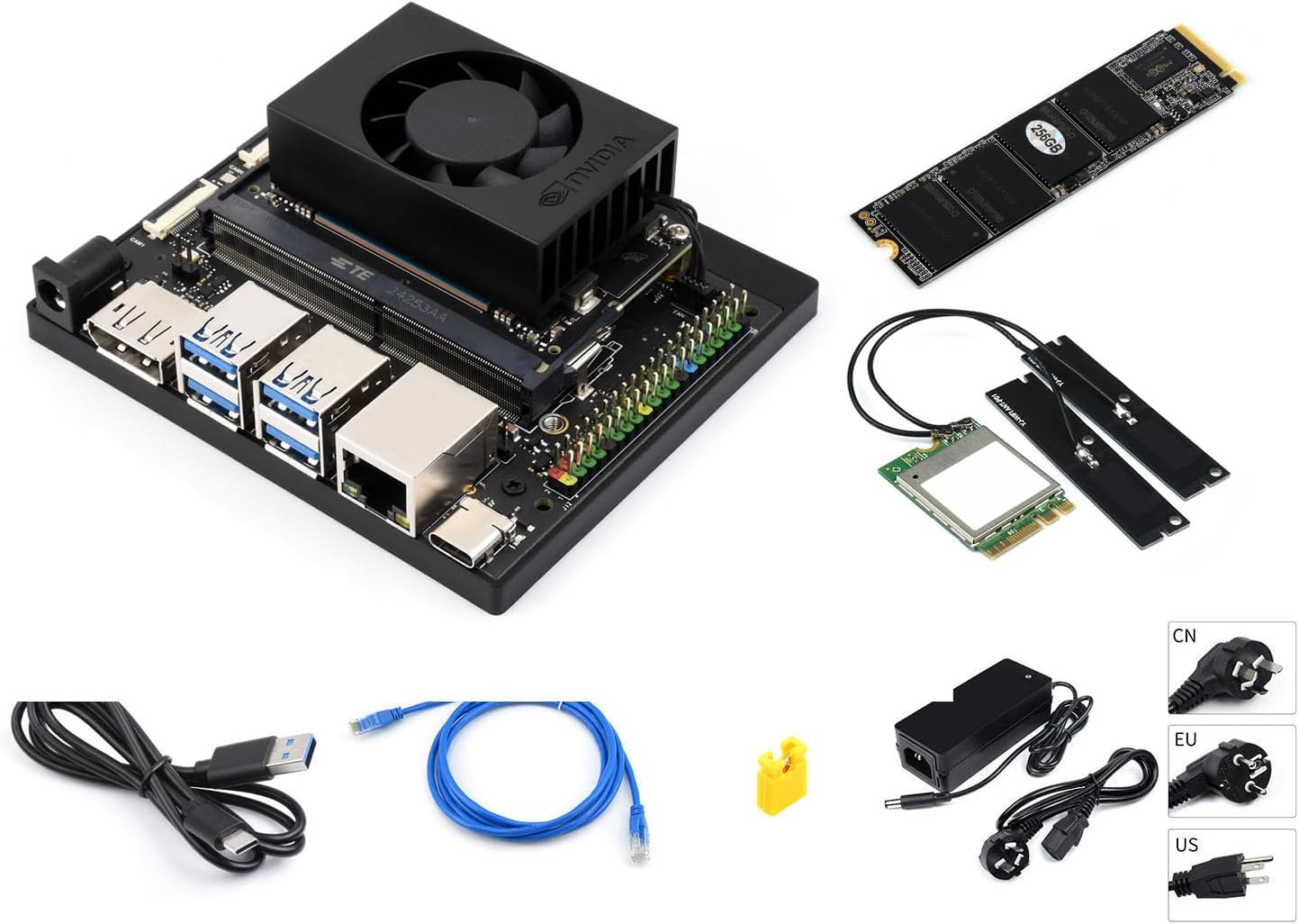 Waveshare Jetson Orin Nano AI Development Kit for Embedded and Edge Systems,with 4GB Memory Jetson Orin NANO Module,Free 128GB NVMe Solid State Drive,Meet the Needs of Large AI Project Development