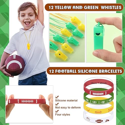 Miniatura 2 de Hiboom 110 recuerdos de fiesta de fútbol incluyen 12 bolsas de regalos de fútbol, 12 silbatos de fútbol, 12 borradores de fútbol 3D, 12 llaveros, 12