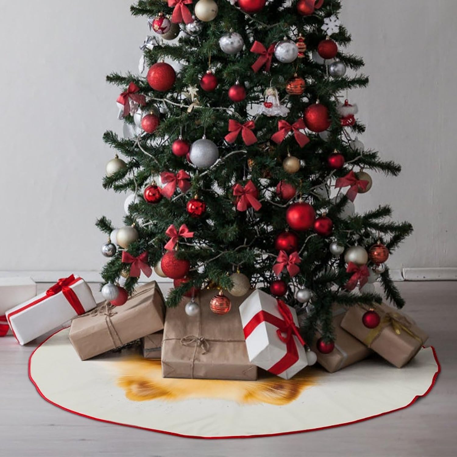 Christmas Tree SkirtYellow Pomeranianclassic Fashion Tree Skirt Painted Multifunctional Christmas Tree Skirt