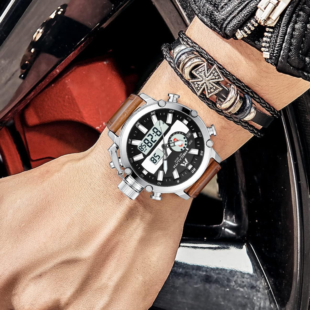 Miniatura 5 de MEGALITH Relojes digitales militares para hombre, reloj deportivo al aire libre, táctico, de 1.772in, cara grande, 5 ATM, resistente al agua, con