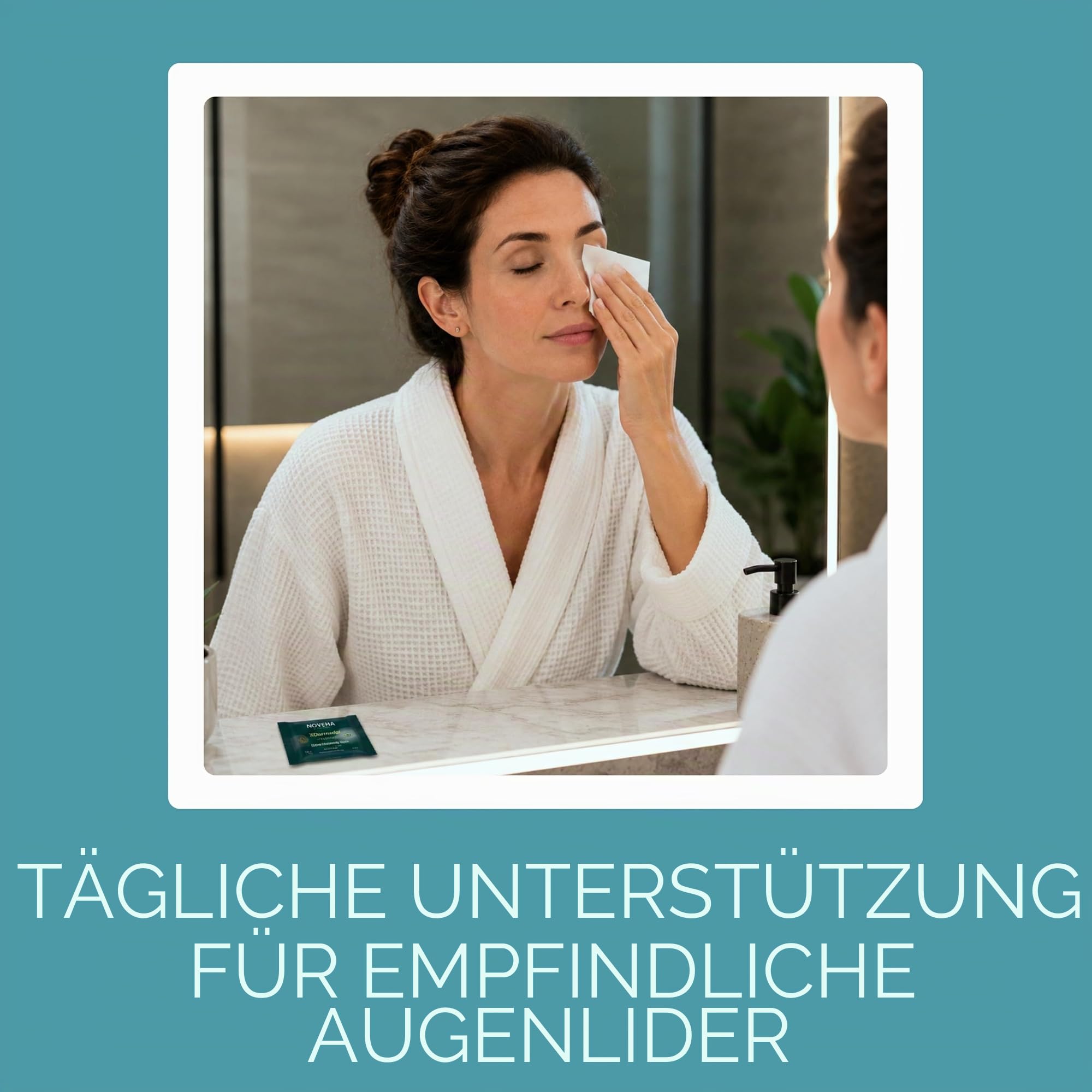 NOVEHA - Demodex Reinigungstücher für Augenlider und Wimpern | 60 Stück extra starke Wimpern-Reinigungstücher einzeln verpackt