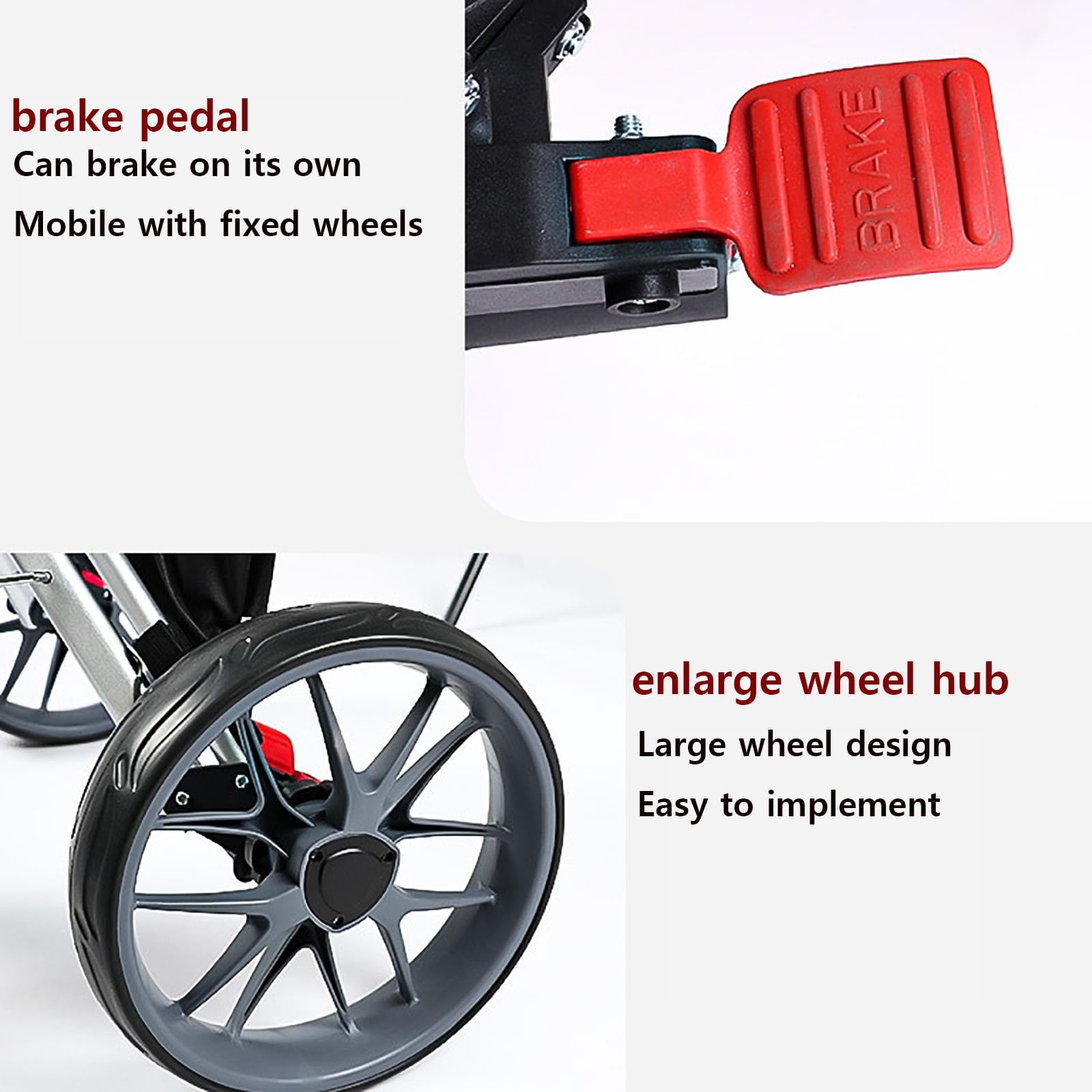 Carrito Golf 4ruedas,Carrito Golf Plegable Y Liviano con Bolsa Almacenamiento,Freno Pie,Soporte para Paraguas Extraíble Y Marcador,Clip Tamaño Bolsa Pelota Ajustable,Empujar Y Jalar Fácilmente