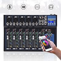 Vista 20 de Mini mezcladores de DJ de 5 canales, mezclador de audio en vivo, tablero de sonido con USB, interfaz de audio con 48 V Phantom Power Sonidos