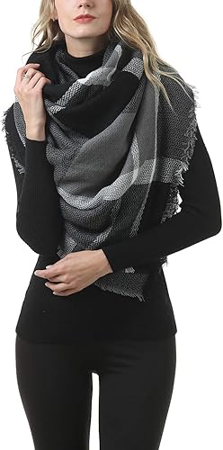 Miniatura 10 de Zando Manta a cuadros gruesa para invierno, bufanda gruesa de tartán, chal de gran tamaño, bufandas