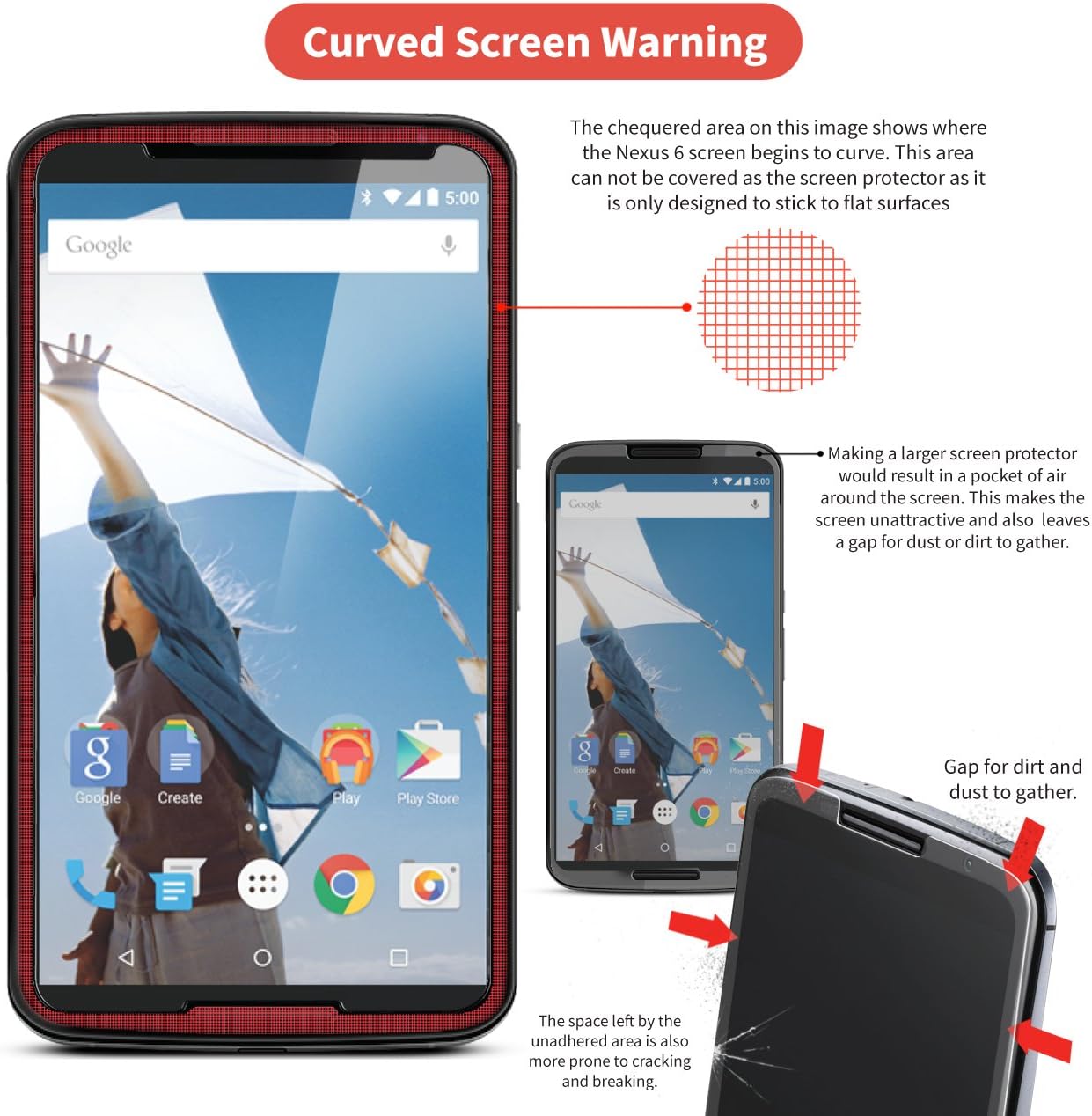 Orzly - Premium Tempered Glass 0.24mm Protective Screen Protector for Motorola Nexus 6 / Google Nexus 6 Smartphone 2014
