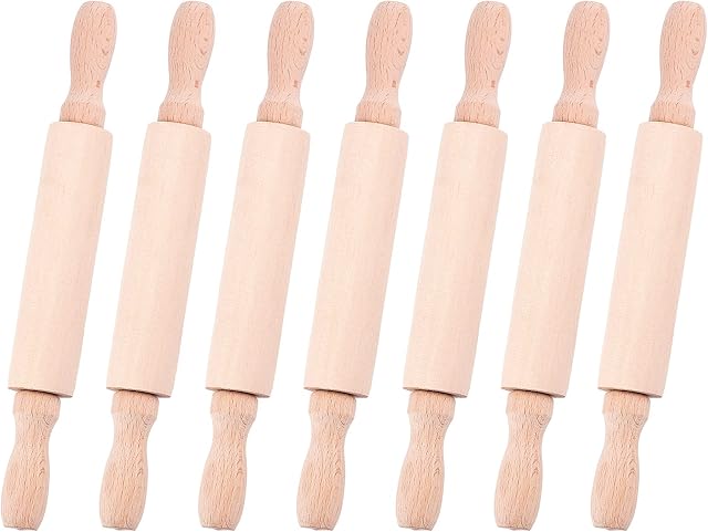 OLYCRAFT 7PCS Mini Wood Rolling Pin 20cm Clay Rolling Pin Classic Wood Rolling Pins for Baking Dough Roller Rolling Pin Wooden Utensil for Pizza Clay Pasta Bread Pastry Cookies Pie & Fondant