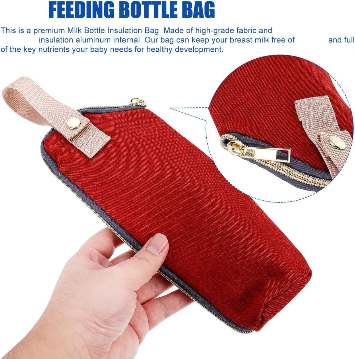 Kisangel Portable Baby Feeding Bottle Warmer Insulated Milk Transport Bag with Stroller Hook Travel Cooler Tote for Breast Milk and Formula Bottles 9.44X6.29X3.14 Inch