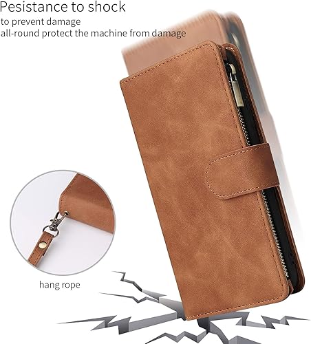 Miniatura 5 de UEEBAI Funda de cartera para iPhone 11, Cartera de cuero PU Cierre magnético Bolso con cremallera Cubierta de bolsillo Ranuras para tarjetas con