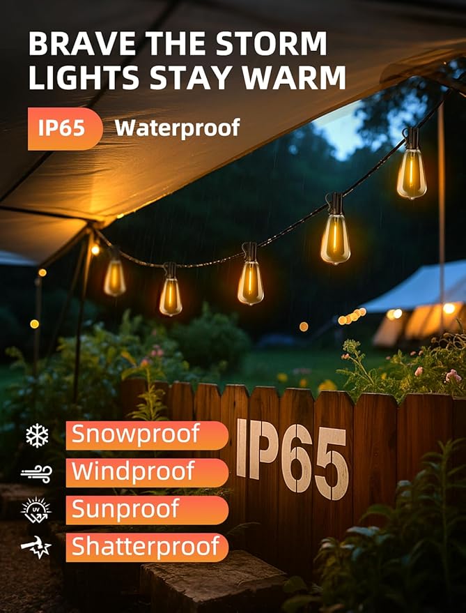Luces de Cadena Exterior 100Ft 30M LED con Control Remoto A prueba de Agua miniatura 3