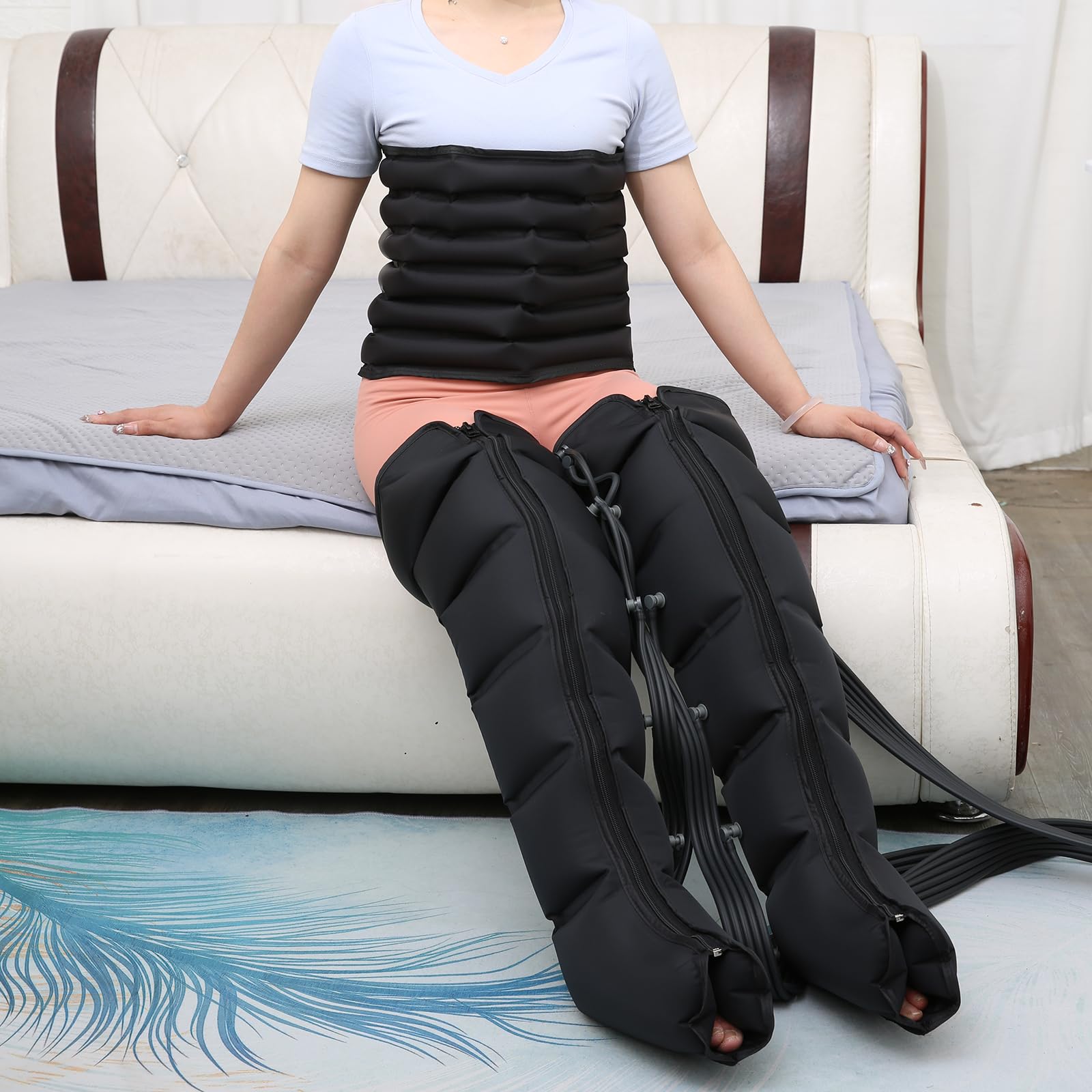 Bottes De Pressotherapie Jambes Et Ventre Et Bras | Pressothérapie 6 Chambres | Botte Pressothérapie Drainage Lymphatique Jambes Professionnel, Appareil À Compression Massage Jambe Circulation
