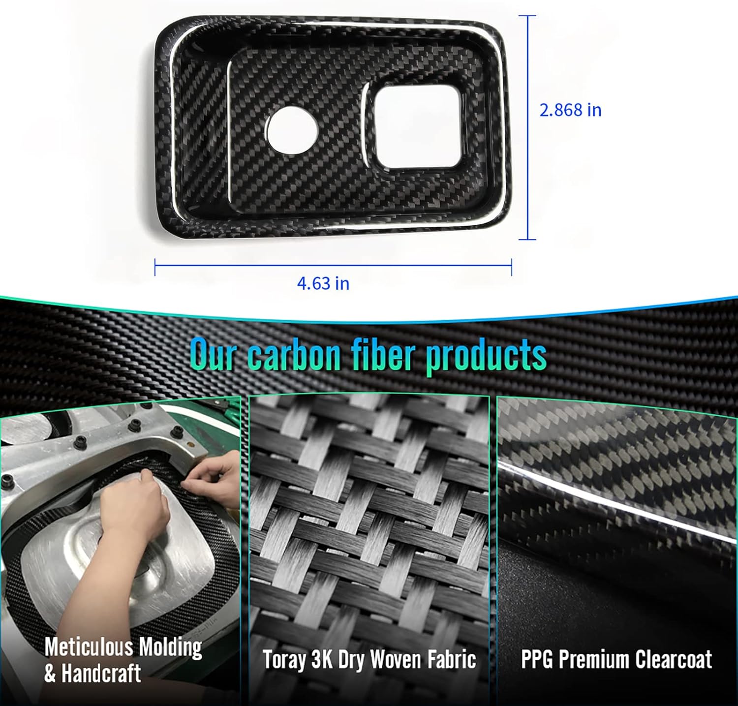 Car Interior Parking Button Cover for Corvette C8 Z51 Z06 Stingray 2020 2021 2022 2023 2024 2025 2026,Genuine Carbon Fiber Parking Brake Control Panel