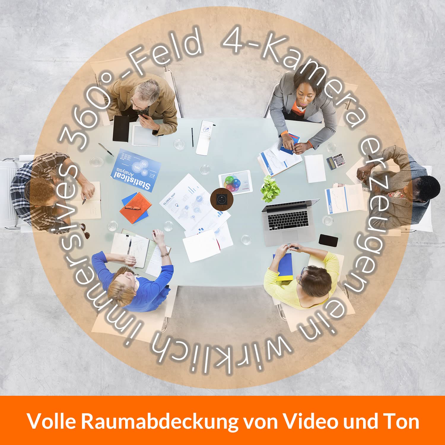 Innex Cube 4K 360° Videokonferenzkamera mit Mehreren KI-Modi | 2 Omnidirektionale Mikros, Fernbedienung, Plug & Play, Webcam für PC, Zoom, Teams, Open Space, Meetingraum