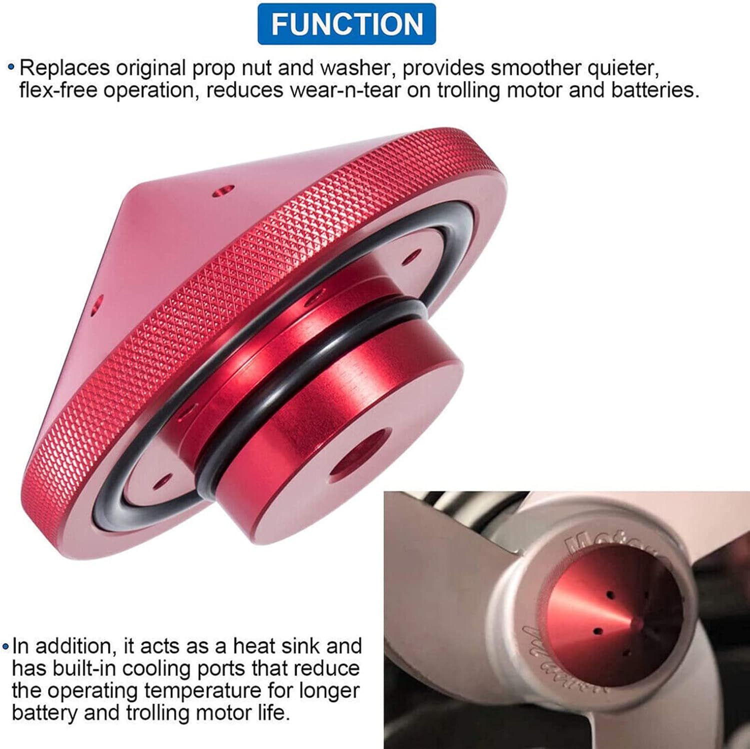 Eliminator Trolling Boat Motor Prop Nut #GFEL-MK-BK-DP Replace for T-H Marine Compatible with MinnKota 80, 101 and 112 (Red)