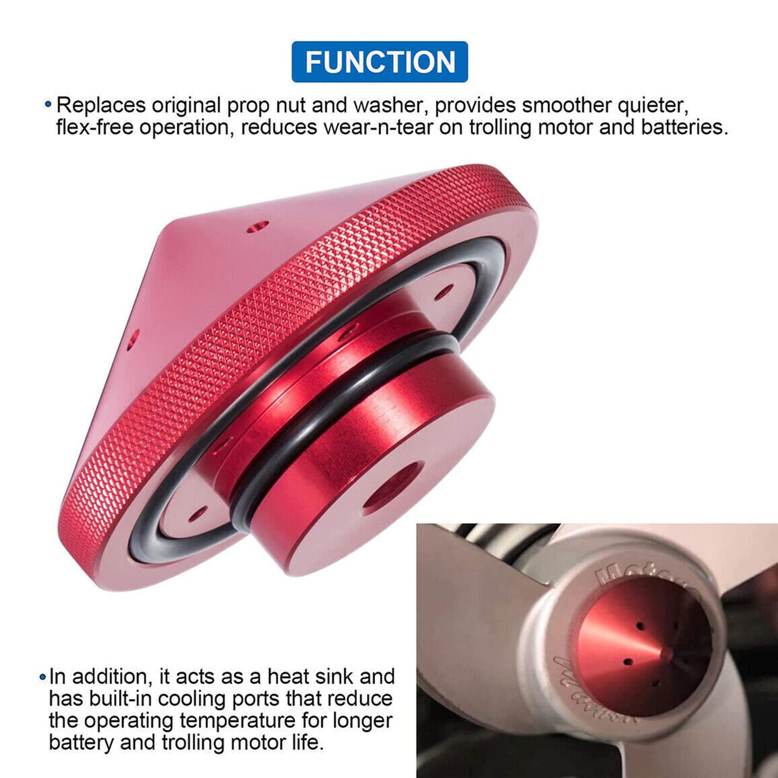 Eliminator Trolling Boat Motor Prop Nut #GFEL-MK-BK-DP Replace for T-H Marine Compatible with MinnKota 80, 101 and 112 (Red)