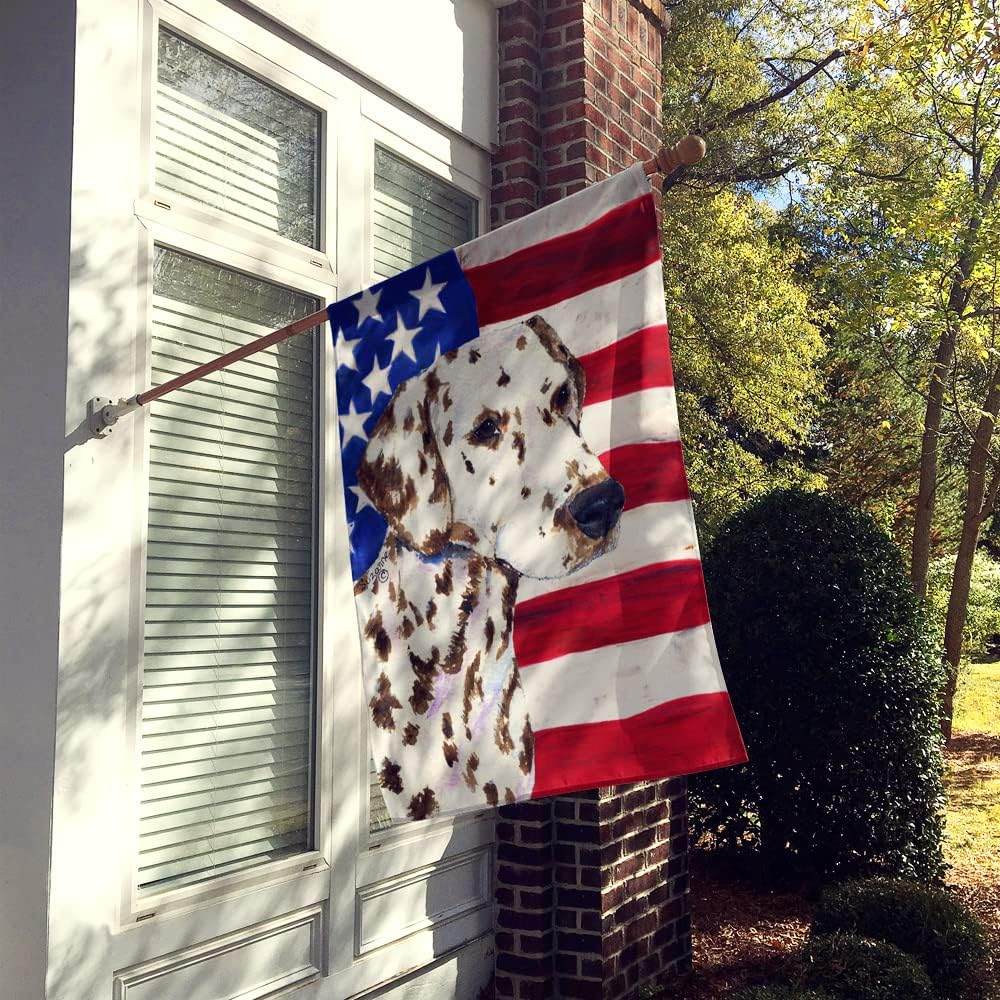 Caroline's Treasures SS4225CHF USA American Flag with Dalmatian Flag Canvas, Large, Multicolor