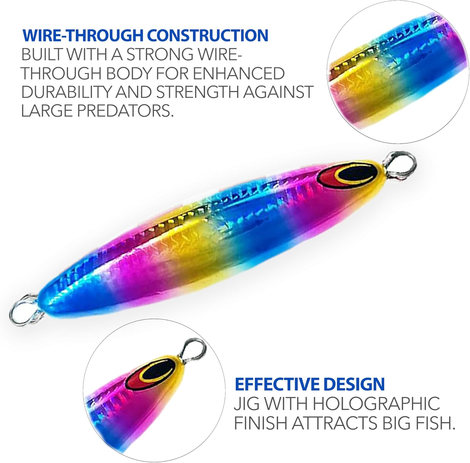 5.5" Eddie Bomb Tuna Jigs 20oz, 2 Pcs Rainbow for Vertical Jigging, Flat Fall Unrigged Lure, Ideal for Bluefin Tuna & Deep Drop Fishing