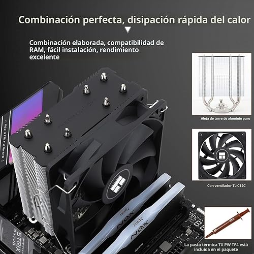 Miniatura 4 de Thermalright Assassin X120 Refined SE - Enfriador de aire para CPU, 4 tubos de calor, ventilador TL-C12C PWM, cubierta de disipador de calor de