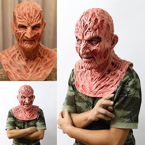 Vista 2 de Máscara de látex Freddie Halloween, Guante asesino de películas, garra con juego de rol de personaje de Freddie Freddy