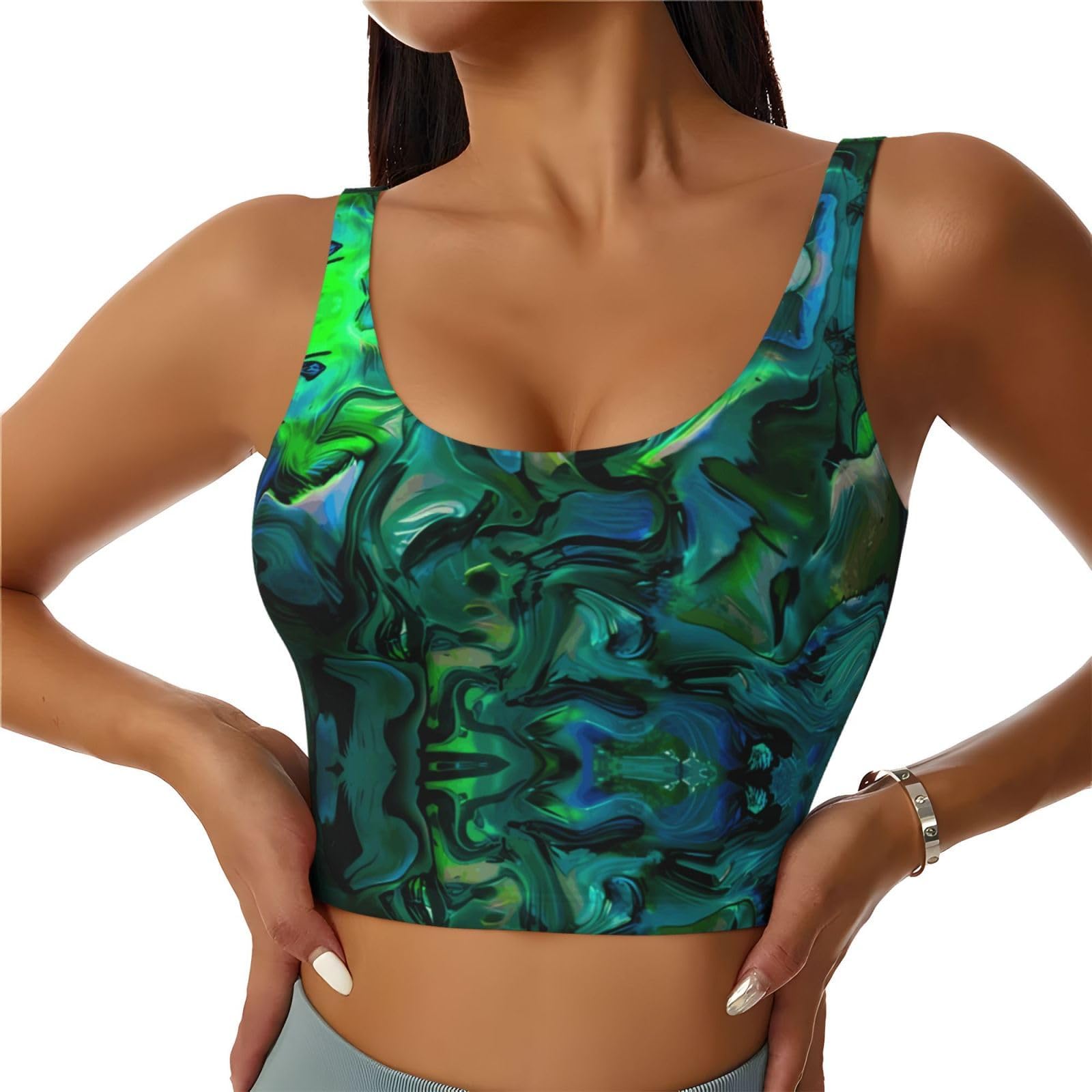 Abalone Nacre Patterned Women's Sports Vest, Yoga Fitness Vest, Suitable for Running and Workouts
