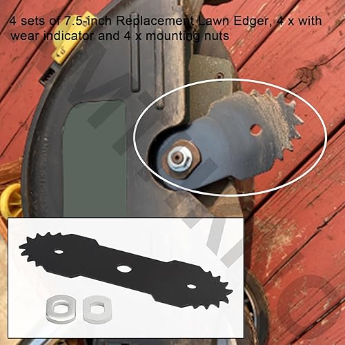Miniatura 3 de Juego de 4 cuchillas de repuesto de 7.5 pulgadas 29182 compatibles con los modelos Greenworks 27032 de acero endurecido, con un indicador de oreja y