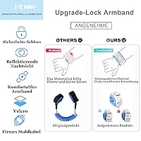 Vista 2 de Muñequera antipérdida, cadena reflectante azul para la muñeca con bloqueo infantil de 6.56 pies.