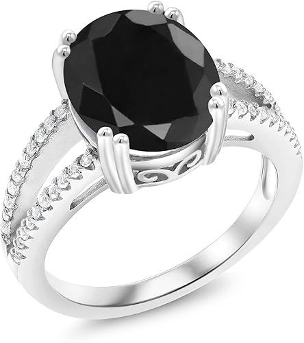 Gem Stone King Anillo de piedra natal de 3 a 6 quilates para mujer en plata de ley 925 ovalado de 0.47 x 0.39 pulgadas Anillo de compromiso de