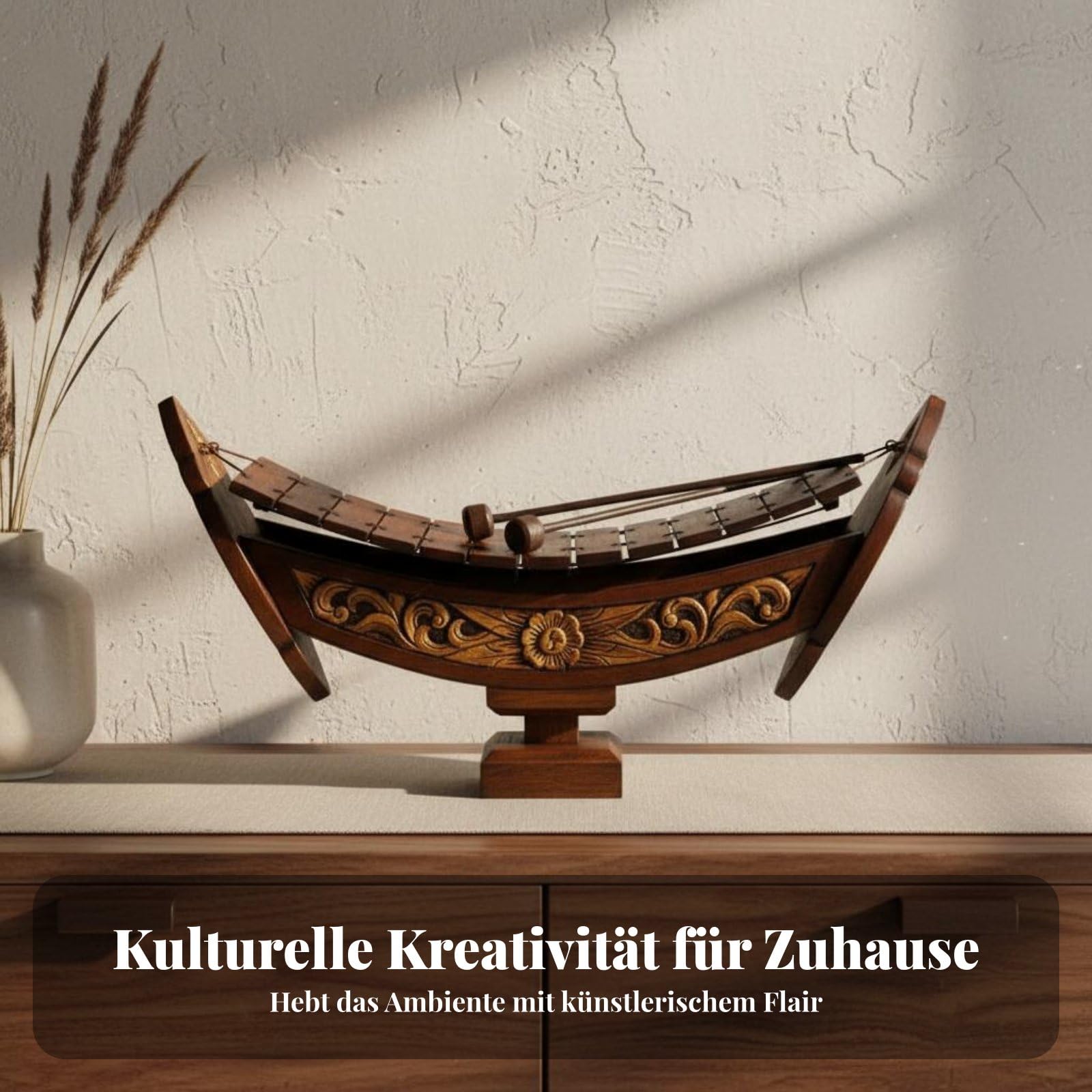 Xylophone en Bois Naturel avec Grain Préservé et Parfum pour Pièce Collection Vintage, L