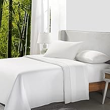 California Design Den 100% Bamboo Sheets, Queen Size Bed Luxury Silk Sheets 4 Piece Sheet Set, Cooling Sheets, White Bedsheets with Snug Fitted Deep Pockets (Queen, White)