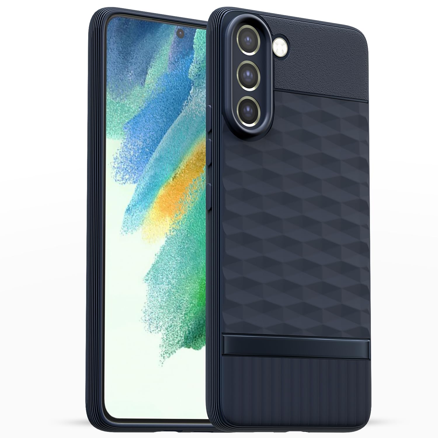 Amazon Basics Back Cover for Samsung Galaxy S21 FE 5G | Full Camera Protection | TPU Soft Flexible Shockproof Bumper Case(Blue)
