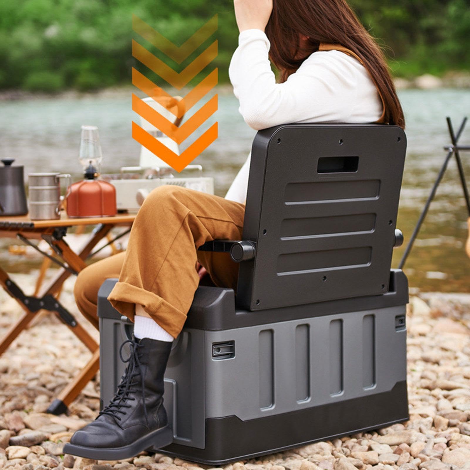 Angelbox – Angelausrüstung, wasserdichte Angelausrüstungs-Organizer, große Kapazität, robuste Outdoor-Ausrüstung, Poly-Werkzeugbox, Black Gray, 62*37.5*16cm, Modern