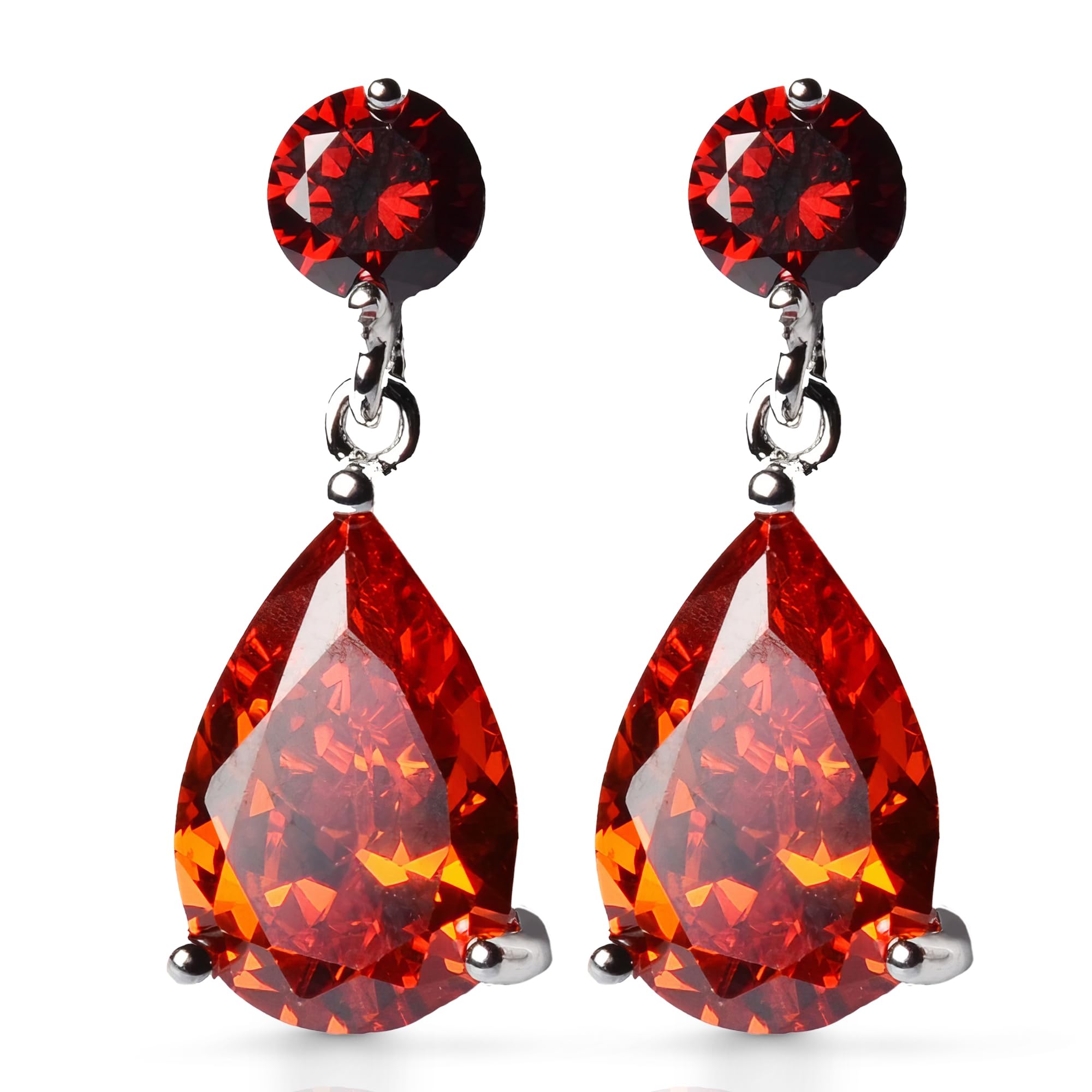 Crystalline Azuria Dangle Teardrop Earrings for Women 18 kt Gold Plated Zirconia Crystals - Red
