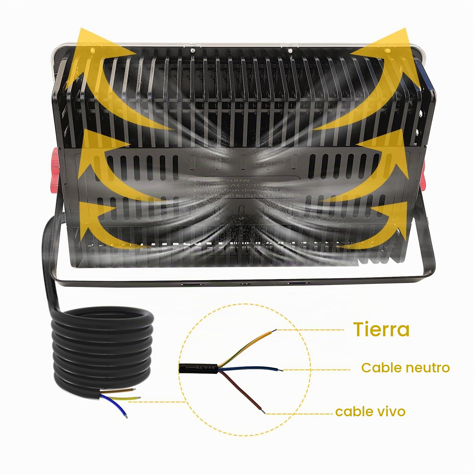 CREATESTAR Focos LED Exterior 400W, 40000LM IP66 Impermeable Proyector LED Exterior, foco exterior de Floodlight, Blanco cálido 3000K, luz de inundación para garaje almacén jardín patio