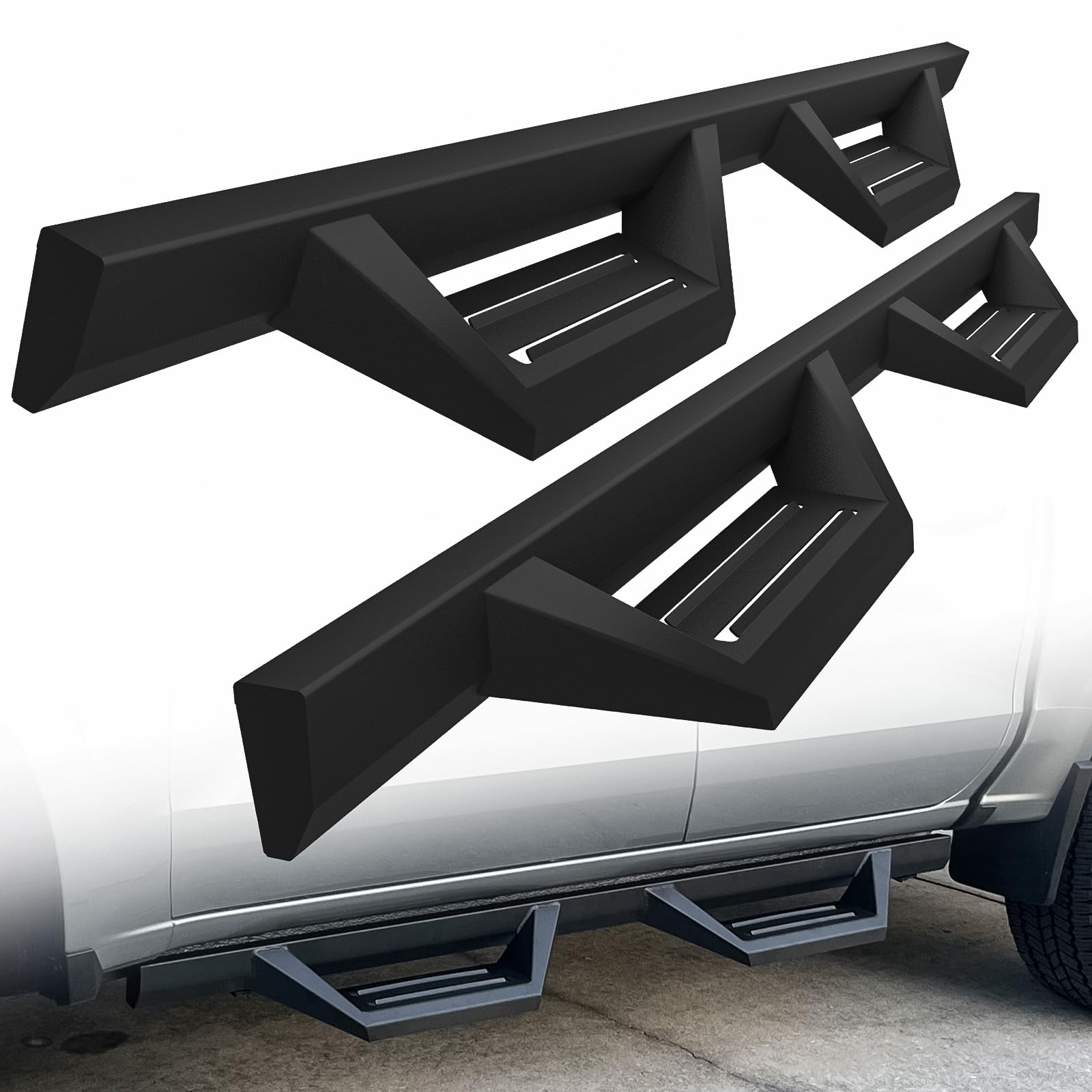 3STONZ Drop Side Steps Compatible for 2019-2025 Chevy Silverado/GMC Sierra 1500, 2020-2025 2500 3500 HD Crew Cab Running Boards Nerf Bars Rock Silders, Textured Black