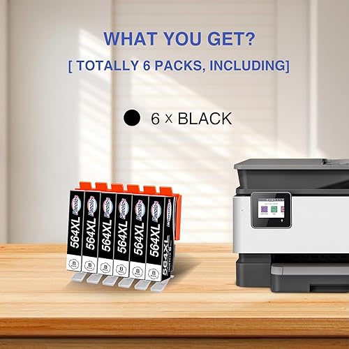 Miniatura 4 de Paeolos Cartucho de tinta negro compatible 564 de repuesto para HP 564 564XL Uso para HP Photosmart 5510 5520 5525 6510 6520 7525 Officejet 4620