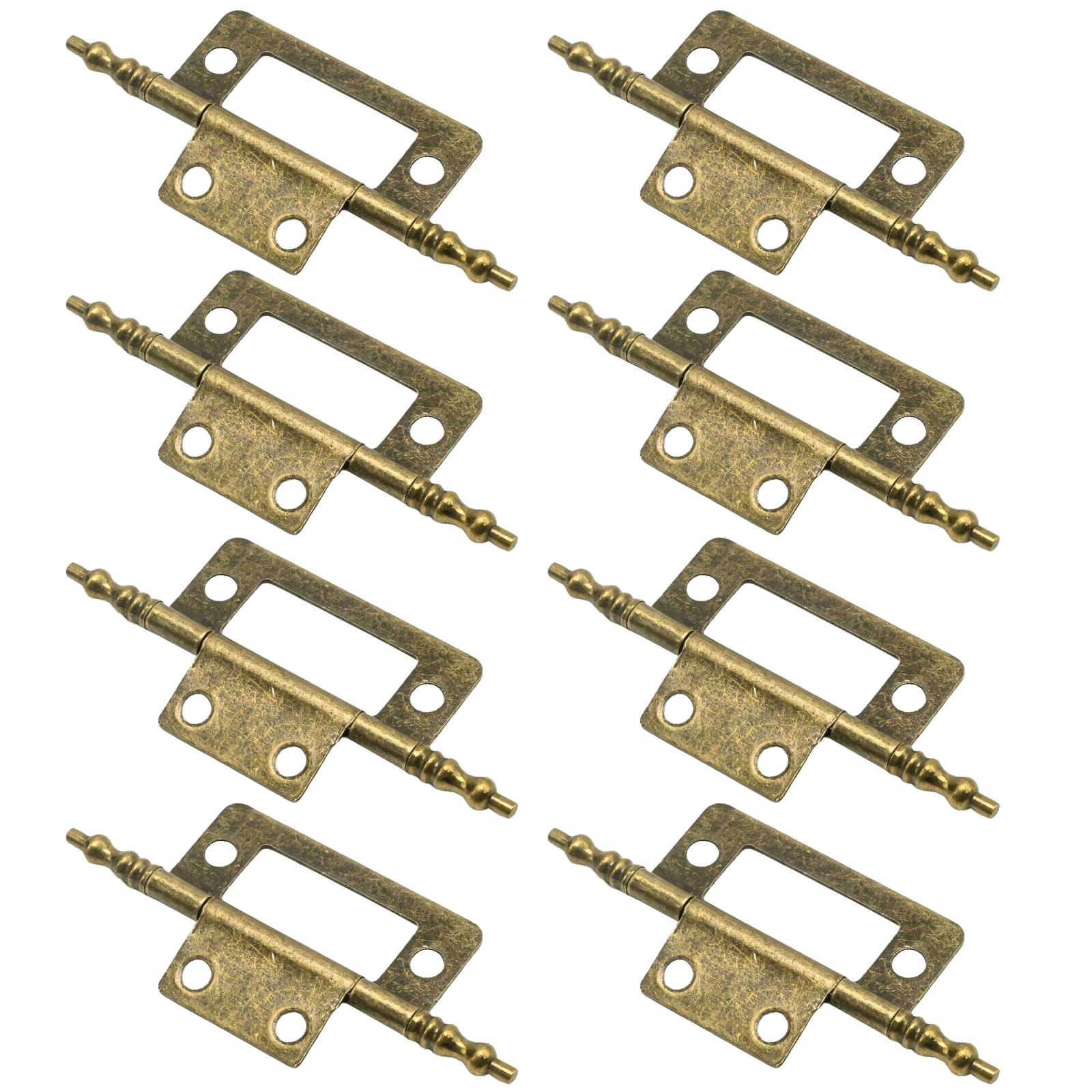 MospdyGear 8 Pcs Antique Brass Flush Hinges, Heavy-Duty Steel Hinges, 2-Inch Hinges for Cabinets, Doors, and Furniture