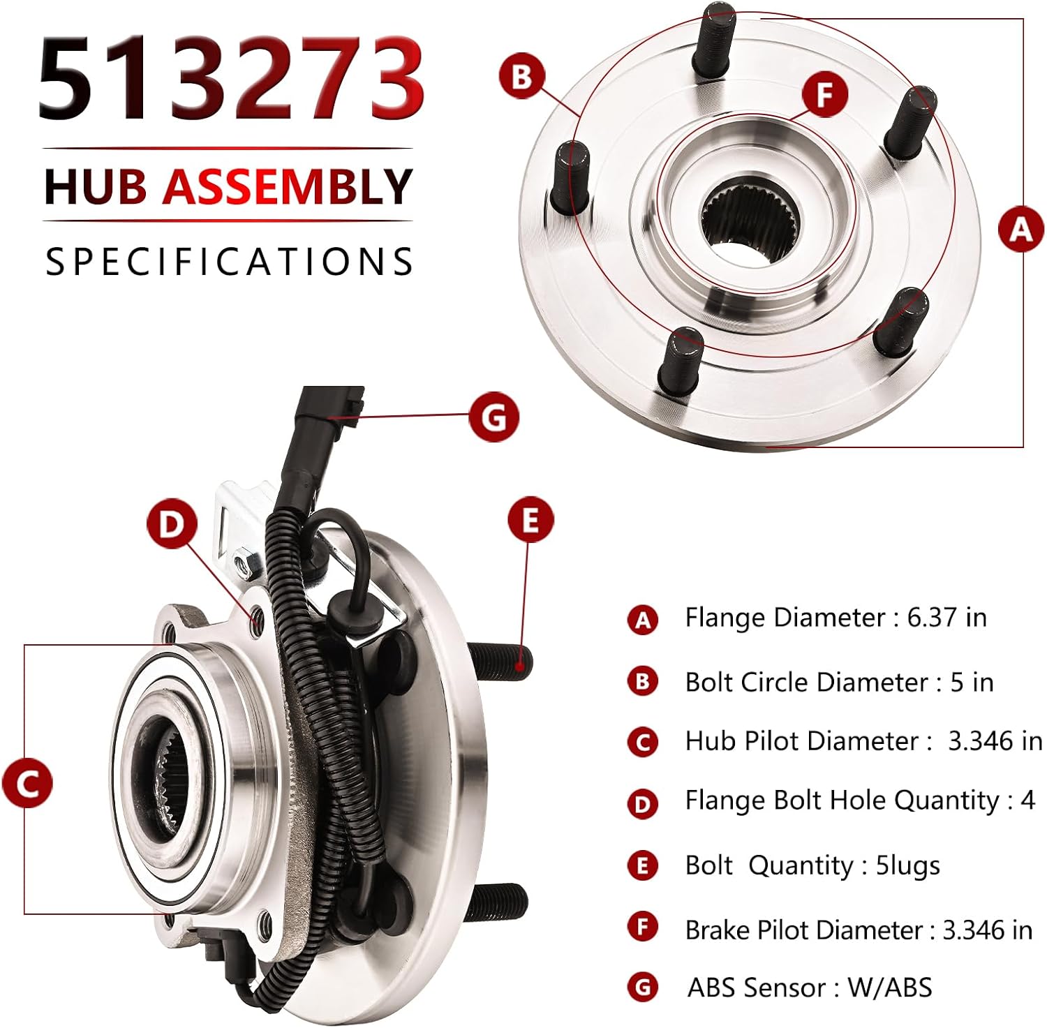 JLEO 513273 Front Wheel Bearing and Hub Assembly fit for 2008-2020 Dodge Grand Caravan,for 2008-2016 Chrysler Town & Country,for 2012-2015 Ram C/V,for 2009-2014 VW Routan (1)