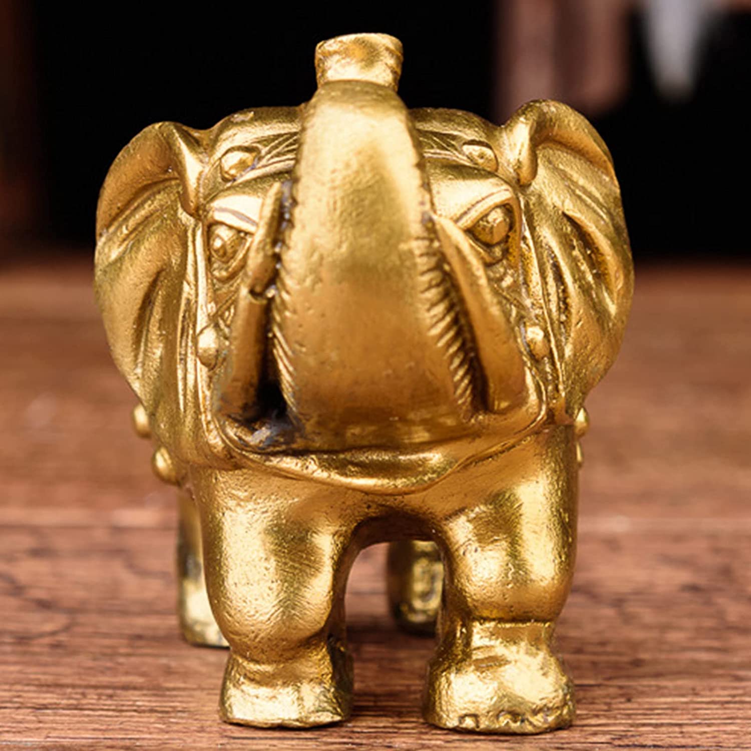 Figurine éléphant En Laiton Doré - Décoration De Bureau Et Intérieur Style Feng Shui, Design Moderne Et élégant