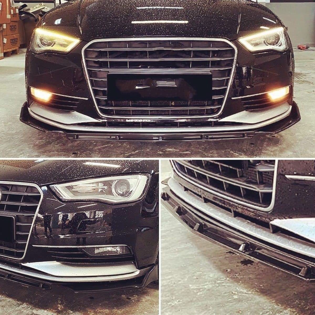 3 sztuki przedni zderzak samochodowy błyszczący Splitter dyfuzor Body Kit Spoiler jasny, dla, A3 2013-2017 czarny