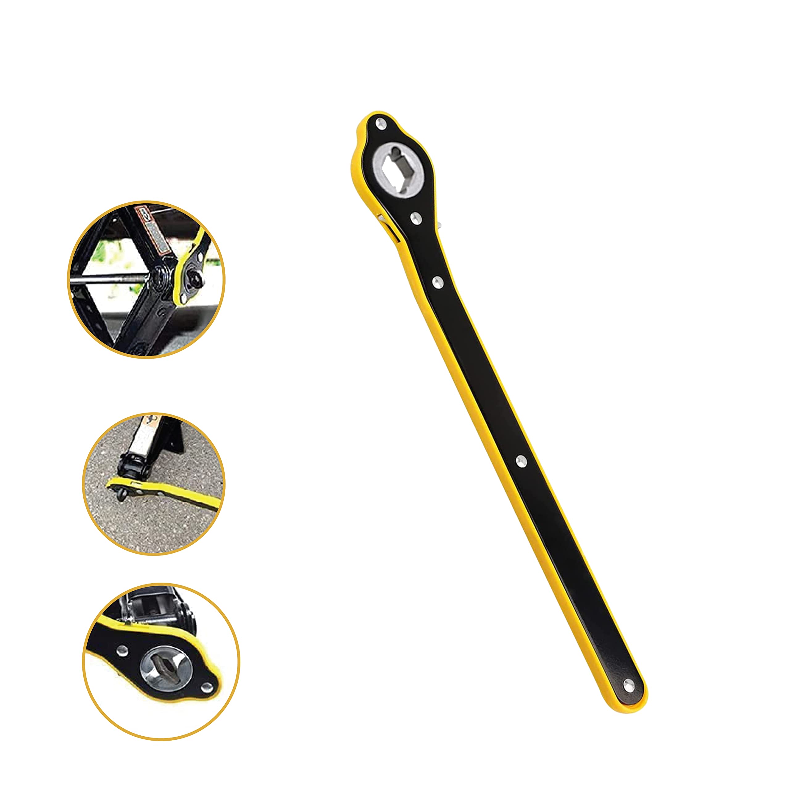 7Cylinder Automotive Jack Ratchet Wrench - Labor Saving Car Jack Tire Wheel Lug Tool - Easy Grip Long Handle Impact Wrench - Garage Tool Accessories for Cars SUV Motorcycle & Vehicle