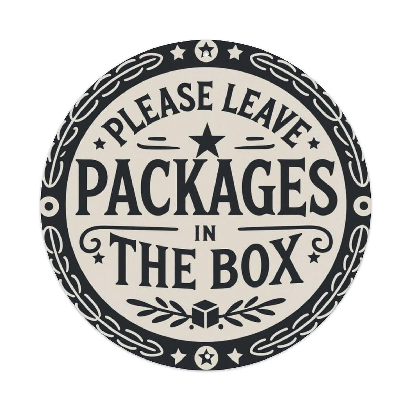 Vintage Package Delivery Reminder Round Decor Sign Vintage Aluminium Metal Sign, Retro Wall Decor for Home, Bar, Garage & Farmhouse 20x20cm